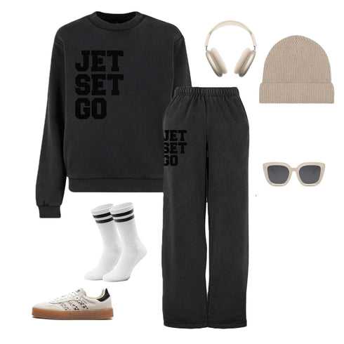 Jogger Washed Wide Leg Jet Set Go Black Velvet